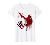 Sangrienta Camiseta Salpicaduras De Sangre Huella Zombie Camiseta gráfica económica, Mujer, Blanco, XS