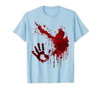 Sangrienta Camiseta Salpicaduras De Sangre Huella Zombie Camiseta, Hombre, Azul Bebé, XXL