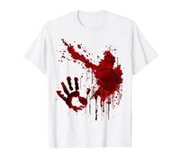 Sangrienta Camiseta Salpicaduras De Sangre Huella Zombie Camiseta, Hombre, Blanco, L