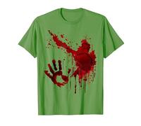 Sangrienta Camiseta Salpicaduras De Sangre Huella Zombie Camiseta, Hombre, Hierba, S