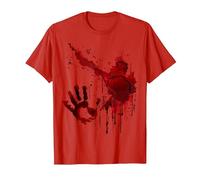 Sangrienta Camiseta Salpicaduras De Sangre Huella Zombie Camiseta, Hombre, Rojo, XL