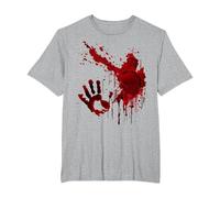 Sangrienta Camiseta Salpicaduras De Sangre Huella Zombie Camiseta, Hombre Tallas Grandes, Gris Jaspeado, 3X Alto