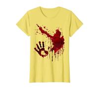 Sangrienta Camiseta Salpicaduras De Sangre Huella Zombie Camiseta, Mujer, Limón, XS