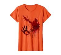 Sangrienta Camiseta Salpicaduras De Sangre Huella Zombie Camiseta, Mujer, Naranja, S