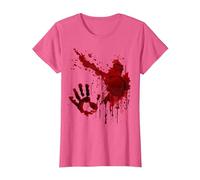 Sangrienta Camiseta Salpicaduras De Sangre Huella Zombie Camiseta, Mujer, Rosa Jaspeado, S