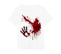 Sangrienta Camiseta Salpicaduras De Sangre Huella Zombie Camiseta, Mujer Tallas Grandes, Blanco, 5XL Grande
