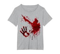 Sangrienta Camiseta Salpicaduras De Sangre Huella Zombie Camiseta, Mujer Tallas Grandes, Gris Jaspeado, 2XL Grande