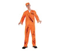 Sangriento Preso Naranja Mono Disfraz de Prisionero Halloween Hombre