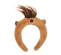 SANGXIU Diadema de felpa con forma de capibara de dibujos animados para adolescentes, para maquillaje, lavado de cara, deportes, antideslizante, 50-60 cm
