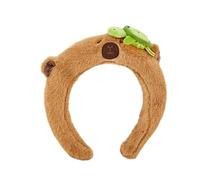 SANGXIU Diadema de felpa con forma de capibara de dibujos animados para adolescentes, para maquillaje, lavado de cara, deportes, antideslizante, 50-60 cm, tortuga