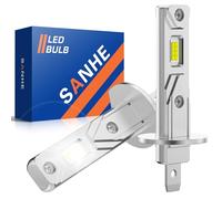 SANHE Bombillas H1 LED Luz Alta y Baja para Coche, 14000LM 600% Más Brillante 6500K Blanco H1 Reemplazo de Halógeno, 1:1 Tamaño, Plug and Play (Paquete de 2)