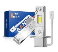 SANHE Bombillas H3 LED Luz Alta y Baja para Coche, 20000LM 600% Más Brillante 6500K Blanco H3 Reemplazo de Halógeno, 1:1 Tamaño, Plug and Play (Paquete de 2)