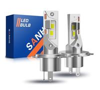 SANHE Bombillas H4 LED Luz Alta y Baja para Coche y moto, 20000LM 600% Más Brillante 6500K Blanco H4/9003/HB2 Reemplazo de Halógeno, 1:1 Tamaño, Plug and Play (Paquete de 2)