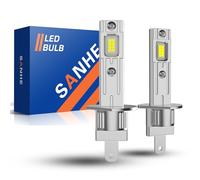 SANHE Bombillas LED H1 Luz Alta y Baja para Coche, 21000LM 600% Más Brillante 6500K Blanco H1 Reemplazo de Halógeno, 1:1 Tamaño, Plug and Play (Paquete de 2)