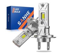 SANHE Bombillas LED H7 Luz Alta y Baja para Coche, 20000LM 600% Más Brillante 6500K Blanco H7 Reemplazo de Halógeno, 1:1 Tamaño, Plug and Play (Paquete de 2)