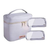 SANHECUN Neceser de maquillaje de viaje, neceser de maquillaje, estuche para cepillos, bolsa de lavado, bolsa de cosméticos, Gris, Esenciales de viaje