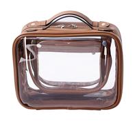 SANHECUN Neceser de viaje grande transparente para cosméticos, Marrón, S, Estuche para cosméticos