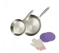 SanheKit Sartén de acero inoxidable de 3 capas, 30 cm, compatible con inducción, horno y parrilla, calor rápido y uniforme, ollas y sartenes