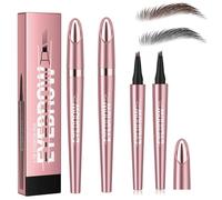 SANHIGHEND 2 lápices de cejas 3D micro resistentes al agua, con 4 aplicadores de punta de horquilla, para cejas de aspecto natural (café oscuro + gris)