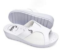 Sani' Chanclas de mujer abiertas automodelantes para juanetes, cómodas, transpirables, zapatillas sanitarias para hospital y casa, corrector, Color blanco., 40 EU