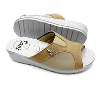 Sani' Chanclas de mujer abiertas automodelantes para juanetes, cómodas, transpirables, zapatillas sanitarias para hospital y casa, corrector, beige, 39 EU