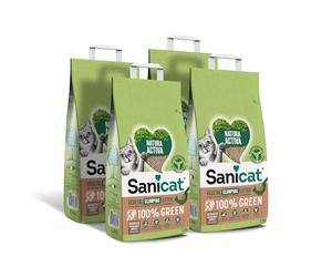 Sanicat - Arena Vegetal Aglomerante Natura Activa 100% Green, Alta absorción y Aglomerados de Forma Natural, Producto Reciclado, Biodegradable y Compostable, Pack de 4 Unidades de 2.5 Kg