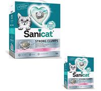 Sanicat Ultra Clumping - Arena para gatos, 2 x 10 L, natural, fuerte, desodorante sin polvo, agradable aroma fresco de talco de bebé
