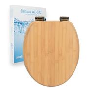 sanicomfort Asiento de inodoro de bambú con dispositivo de descenso automático para un cierre silencioso, cómodo y cálido, tapa de bambú macizo, soporta hasta 150 kg
