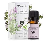 SANICULA Aceite Esencial Tomillo - Aceite Esencial Puro y Orgánico al 100%, 5 ml Aceite Esencial de Tomillo Tujanol | Destilado al Vapor Esencias para Velas | Aceites Esenciales Aromaterapia