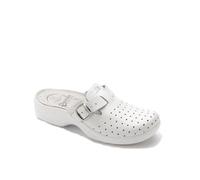 Saniflex 631-10 Médico Certificado Zuecos Mules Zapatillas Zapatos de Cuero, Mujer, Blanco, EU 40
