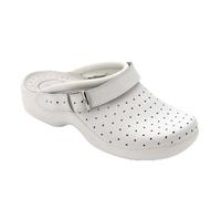 Saniflex 642-10 Médico Certificado Sandalias Zuecos Mules Zapatillas Zapatos de Cuero, Mujer, Blanco, EU 38