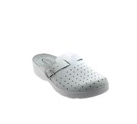 Saniflex 89831-10 Médico Certificado Zuecos Mules Zapatillas Zapatos de Cuero, Mujer, Blanco, EU 39