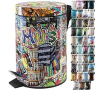 Sanilo Cubo de basura para el baño 3 L con dispositivo automático de descenso, muchas papeleras nuevas a elegir para el baño, con contenedor interior (Graffiti)