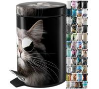 Sanilo Cubo de basura para el baño 3 L con dispositivo automático de descenso, muchas papeleras nuevas a elegir para el baño, con contenedor interior (Cool Cat)
