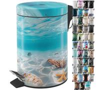 Sanilo Cubo de basura para el baño 3 L con dispositivo automático de descenso, muchas papeleras nuevas a elegir para el baño, con contenedor interior (Waterworld)