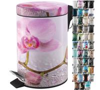 Sanilo Cubo de basura para el baño 3 L con dispositivo automático de descenso, muchas papeleras nuevas a elegir para el baño, con contenedor interior (Blooming)