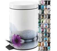 Sanilo Cubo de basura para el baño 3 L con dispositivo automático de descenso, muchas papeleras nuevas a elegir para el baño, con contenedor interior (Piedras energéticas)