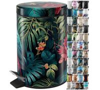Sanilo Cubo de basura para el baño 3 L con dispositivo automático de descenso, muchas papeleras nuevas a elegir para el baño, con contenedor interior (Exótico)