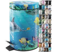 Sanilo Cubo de basura para el baño 3 L con dispositivo automático de descenso, muchas papeleras nuevas a elegir para el baño, con contenedor interior (Delfin)