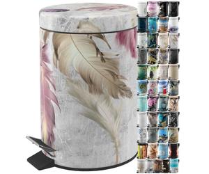 Sanilo Cubo de basura para el baño 3 L con dispositivo automático de descenso, muchas papeleras nuevas a elegir para el baño, con contenedor interior (Plumas)
