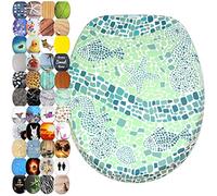 Sanilo Tapa de inodoro con cierre suave, gran selección de atractivos asientos para WC y duradera de madera (Mundo mosaico verde)