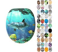 Sanilo Tapa de inodoro con cierre suave, gran selección de atractivos asientos para WC y duradera de madera (Delfin)