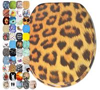 Sanilo Tapa de inodoro con cierre suave y liberación rápida, el asiento para WC se desmonta pulsando un botón, sencillo montaje desde arriba (Leopardo)