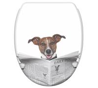 Sanilo Tapa de inodoro con cierre suave y liberación rápida, el asiento para WC se desmonta pulsando un botón, sencillo montaje desde arriba (Periódico)