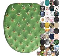 Sanilo Tapa de inodoro con cierre suave y liberación rápida, el asiento para WC se desmonta pulsando un botón, sencillo montaje desde arriba (Cactus)