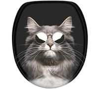 Sanilo Tapa de inodoro, gran selección de atractivos asientos para WC y duradera de madera (Cool Cat)