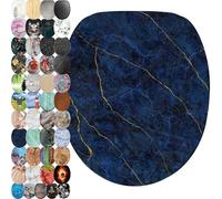 Sanilo Tapa de inodoro, gran selección de atractivos asientos para WC y duradera de madera (Mármol Azul Oscuro)