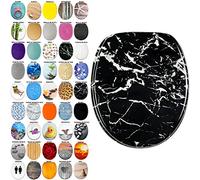 Sanilo Tapa de inodoro, gran selección de atractivos asientos para WC y duradera de madera (Mármol negro)