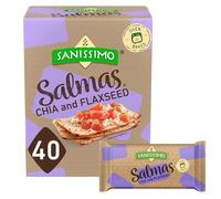 Sanissimo Salmas Chia y semillas de lino - 40 paquetes de 3 galletas de maíz horneadas al horno, sin gluten, sin OMG, certificado Kosher
