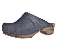 Sanita Caroline | Zuecos Abiertos | Producto Artesanal Original para Mujer | Zuecos de Piel con Suela de Madera | Gris | 42 EU